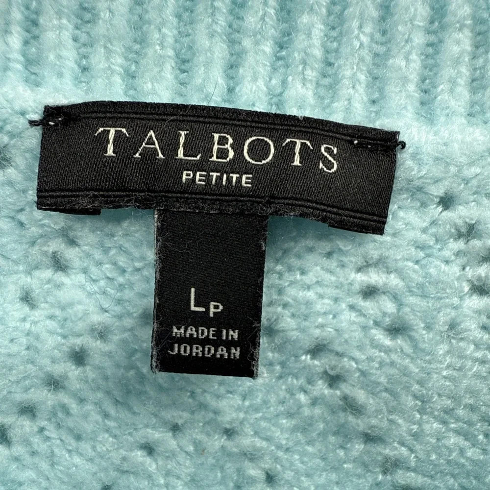 Talbots Women's Sweater Sz Large Petite Soft Blue Long Sleeve Crew Neck Pullover